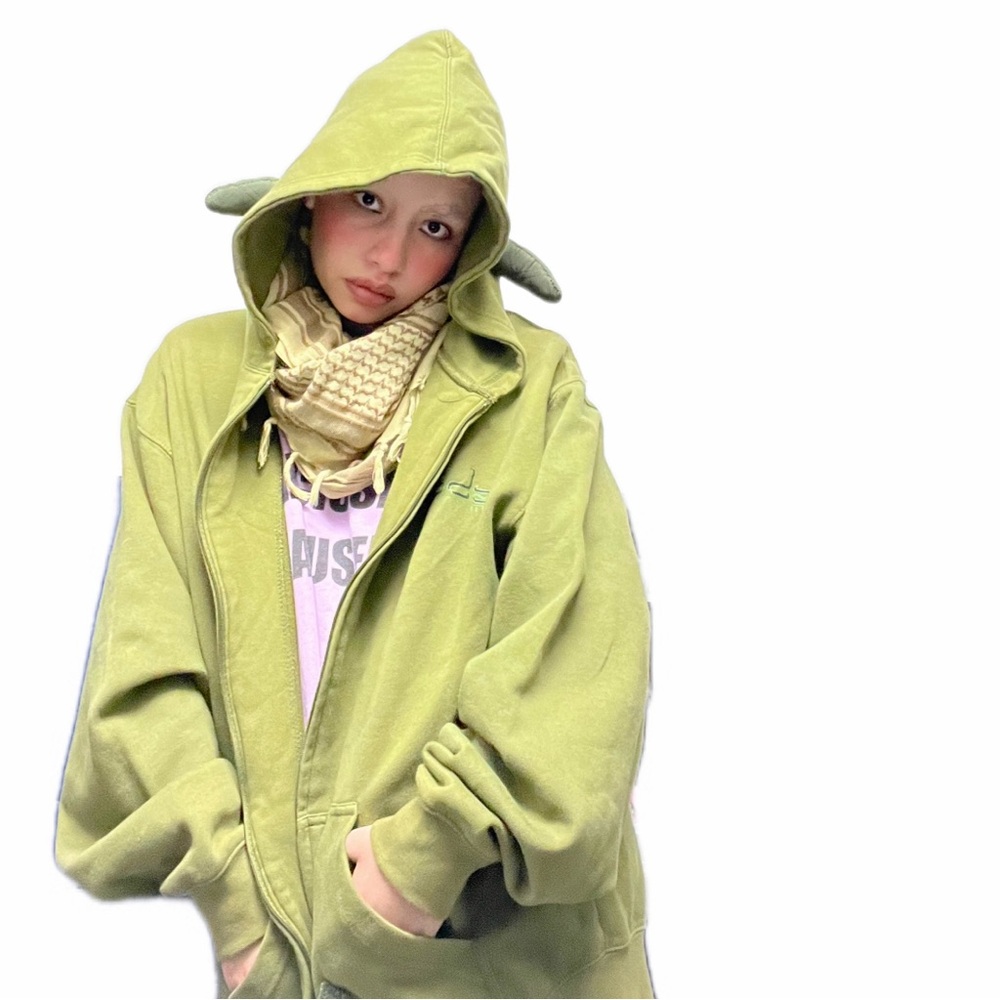 OOAK 2005 Star Wars Convention Hoodie 2XL, altered to feature yoda-like ears